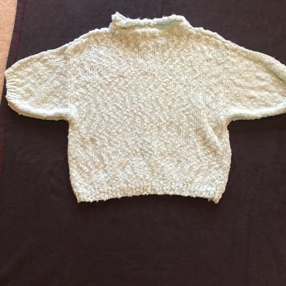 Vintage Sweater Margules 80’s Bubble Knit Textured Blue Green Rolled Neck Short - Picture 5 of 5